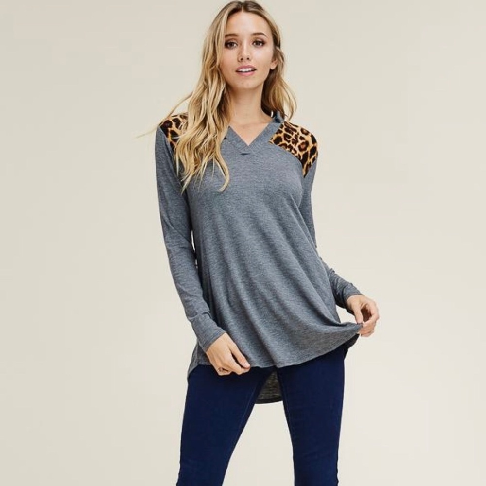 Leopard Print Patchwork Top
